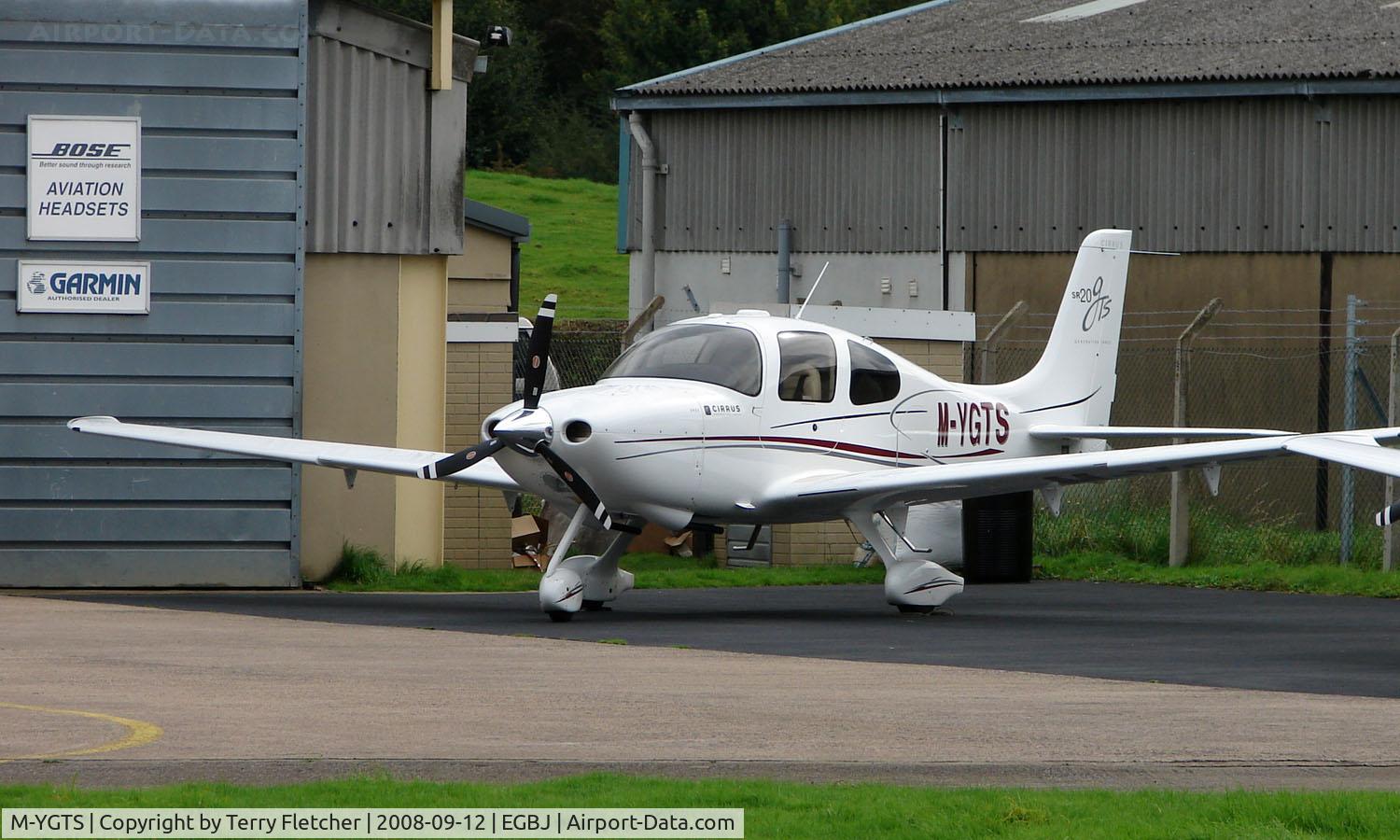 M-YGTS, 2008 Cirrus SR20 GTS G3 C/N 1972, newly regoistered on the Manx Register Cirrus SR20 GTS noted at Gloucestershire Airport  UK in Sept 2008