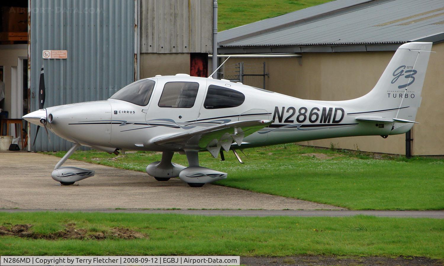 N286MD, 2008 Cirrus SR22 G3 GTS Turbo C/N 3173, Cirrus SR22 noted at Gloucestershire Airport  UK in Sept 2008