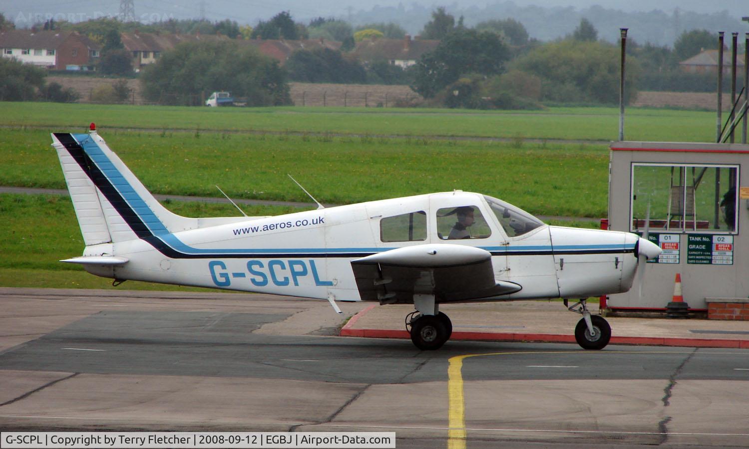 G-SCPL, 1977 Piper PA-28-140 Cherokee Cruiser C/N 28-7725160, Piper Pa-28-140 noted at Gloucestershire Airport  UK in Sept 2008