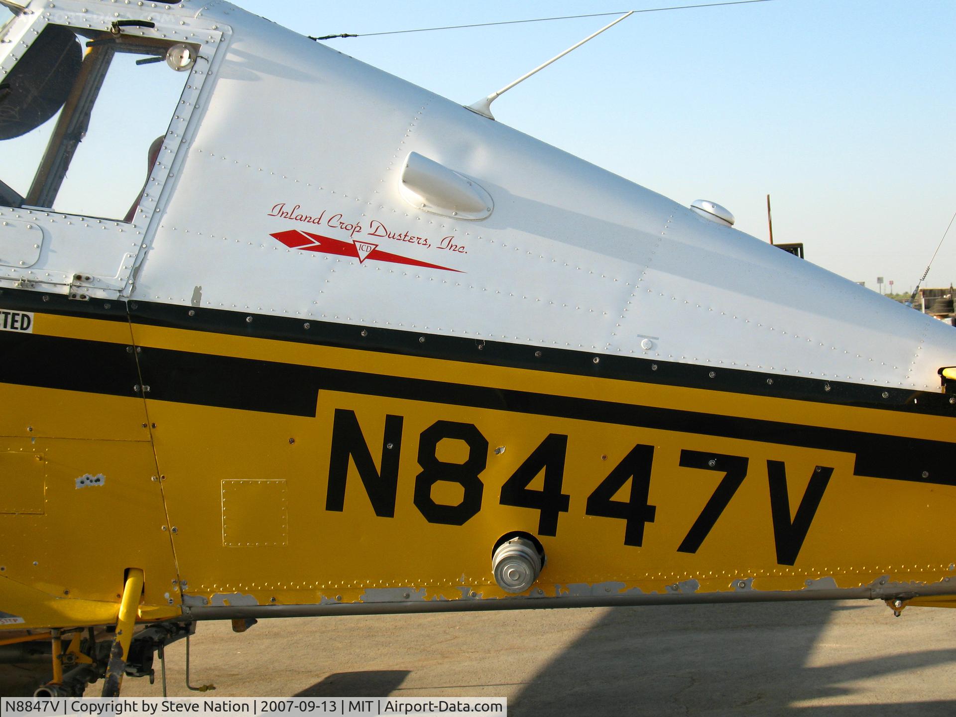 N8847V, 1971 Bellanca 17-30A Viking C/N 30359, Close-up of logo on Inland Crop Dusters 1976 Rockwell International S-2R fitted as duster @ Shafter, CA