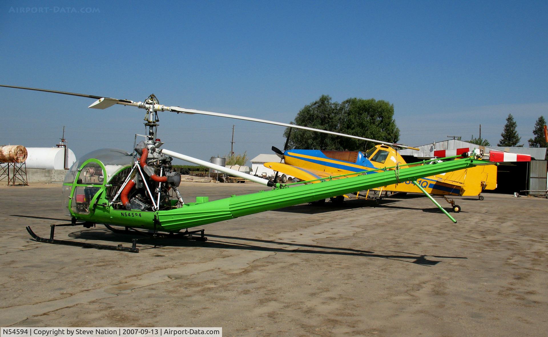 N54594, 1957 Hiller UH-12C C/N 873, Earlimart Crop Dusters 1957 Hiller UH-12C as sprayer @ Earlimart, CA