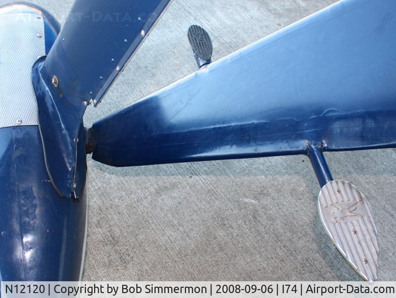 N12120, 1937 Fairchild 24 H C/N 3229, Signature Fairchild steps.  On display at MERFI Fly-in - Urbana, Ohio.