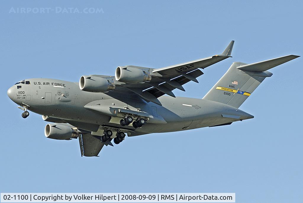 02-1100, 2002 Boeing C-17A Globemaster III C/N P-100, on final at RMS, C-17A c/n P-100