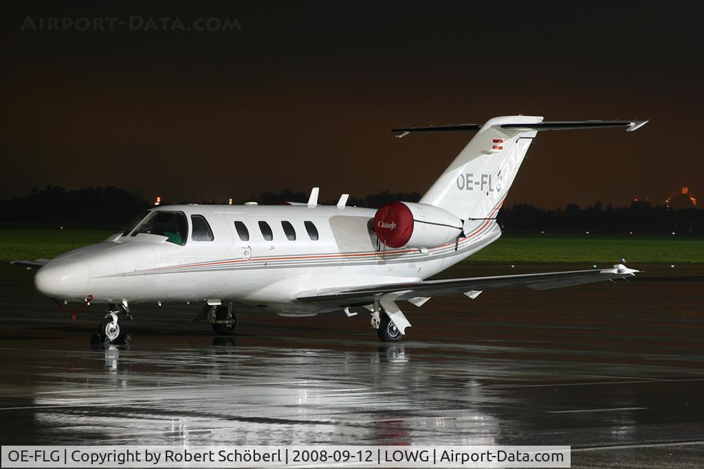OE-FLG, 1995 Cessna 525 CitationJet CJ1 C/N 525-0103, Parked on the general aviation ramp