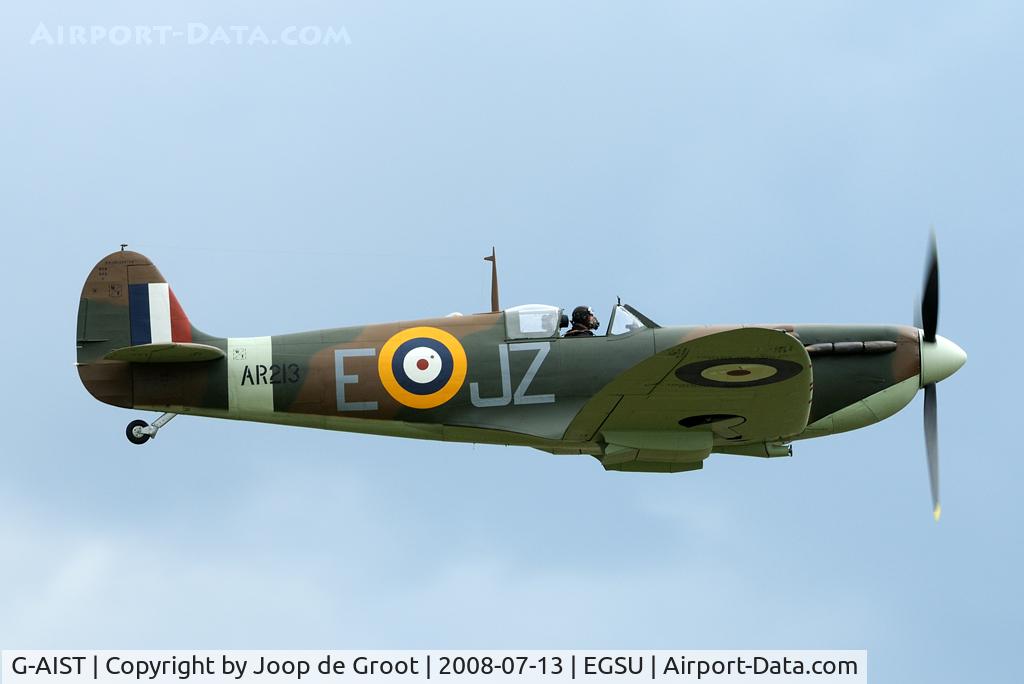 G-AIST, 1941 Supermarine 300 Spitfire Mk1A C/N WASP/20/2, AR213 has been repainted in its original colours and with its original squadron codes: 57 OTU.