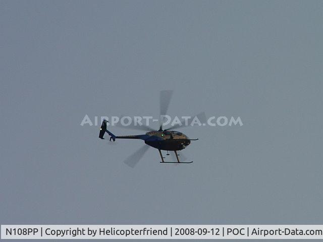 N108PP, 2008 MD Helicopters 369E C/N 0578E, Pomona PD's new helicopter MD 500E turning southbound