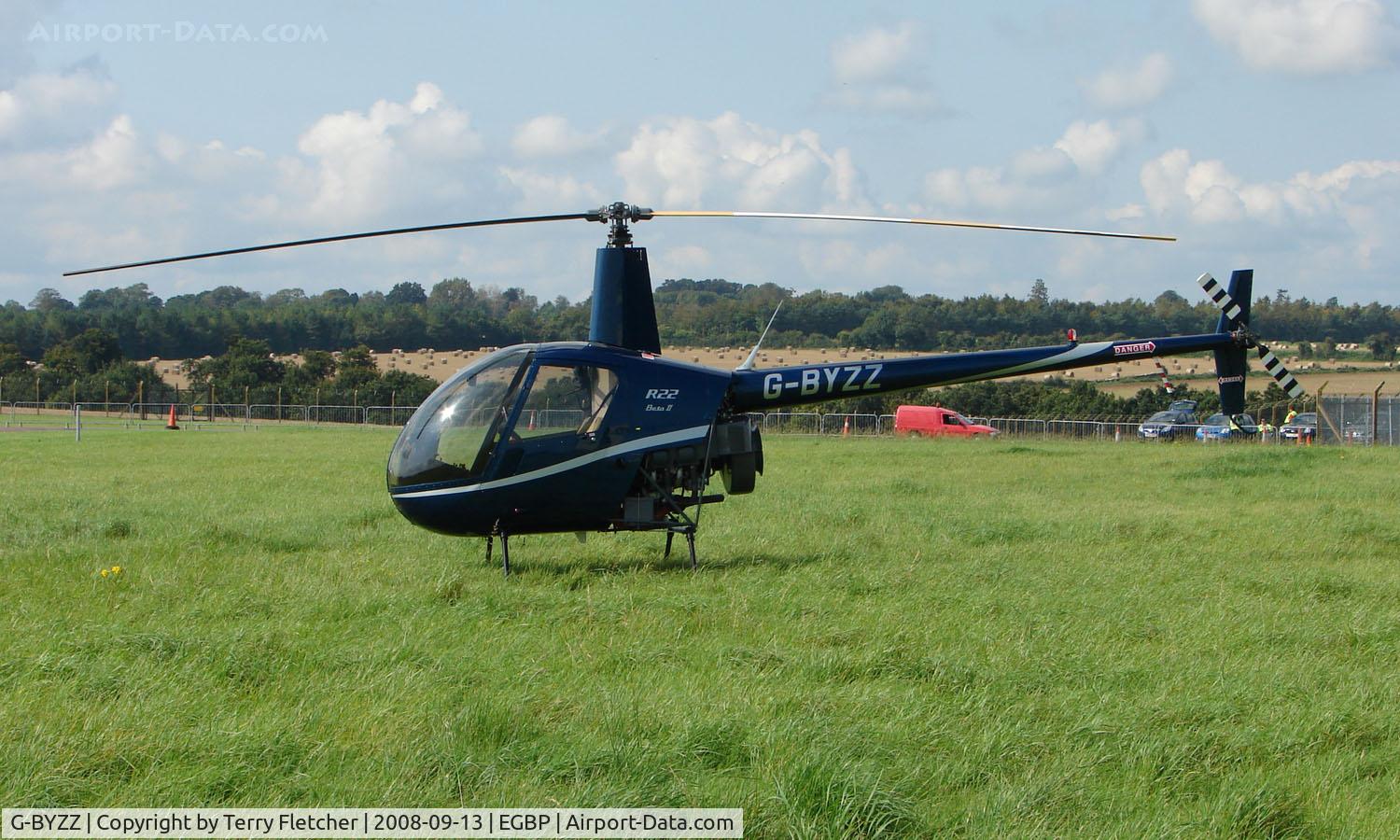 G-BYZZ, 1999 Robinson R22 Beta C/N 3000, Robinson R22 on display at Kemble 2008 - Saturday - Battle of Britain Open Day