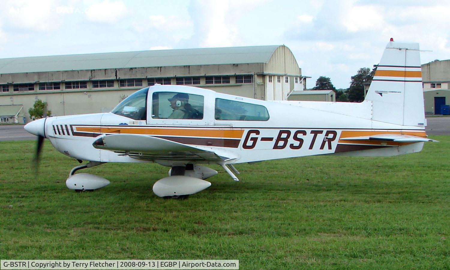 G-BSTR, 1974 Grumman American AA-5 Traveler C/N AA5-0688, 1974 Grumman AA-5 on display at Kemble 2008 - Saturday - Battle of Britain Open Day