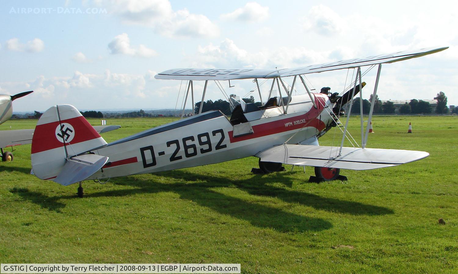 G-STIG, 1937 Focke-Wulf Fw-44J Stieglitz C/N 183, 1937 Focke Wulf FW44J on display at Kemble 2008 - Saturday - Battle of Britain Open Day