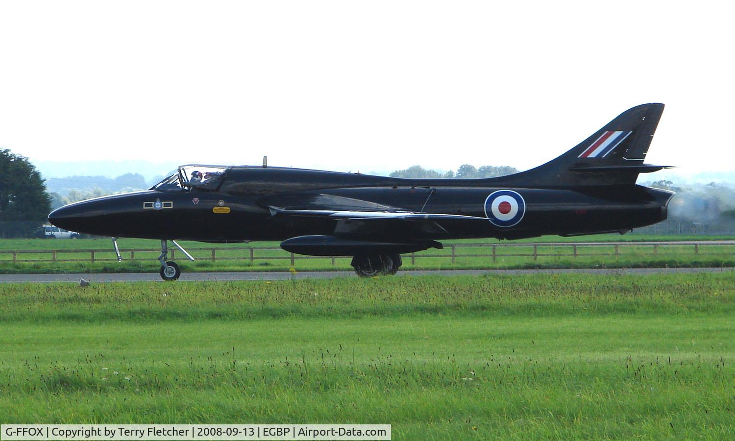 G-FFOX, 1955 Hawker Hunter T.7B C/N 41H-670792, Hawker Hunter WV318 starts the flying display at Kemble 2008 - Saturday - Battle of Britain Open Day