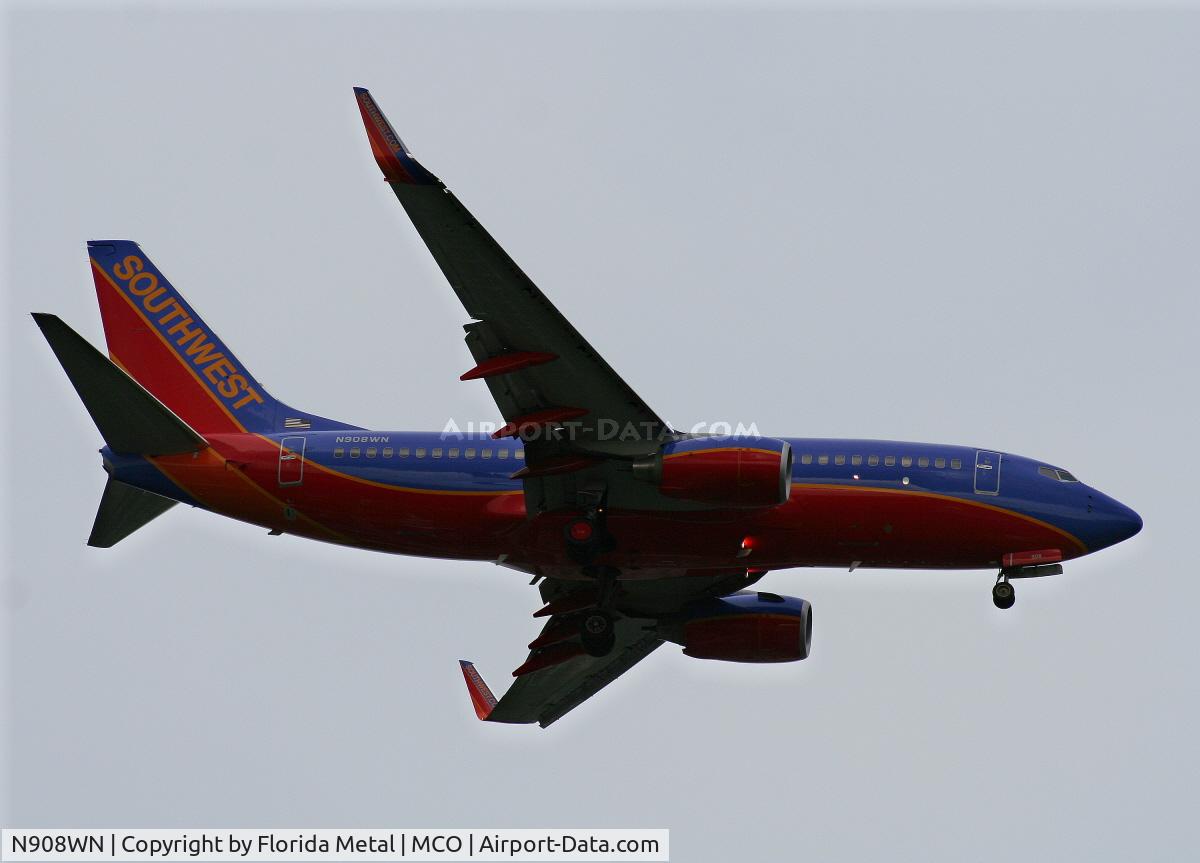 N908WN, 2008 Boeing 737-7H4 C/N 36620, Southwest 737-700