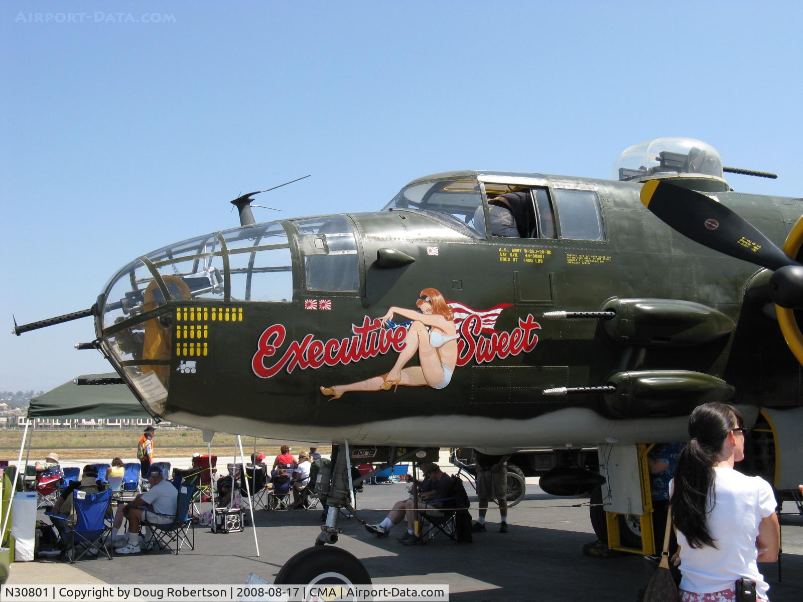 N30801, 1944 North American TB-25N Mitchell C/N 108-34076, 1944 North American TB-25N MITCHELL 'Executive Sweet', two Wright Cyclone R-2600s 1,700 Hp each), nose art