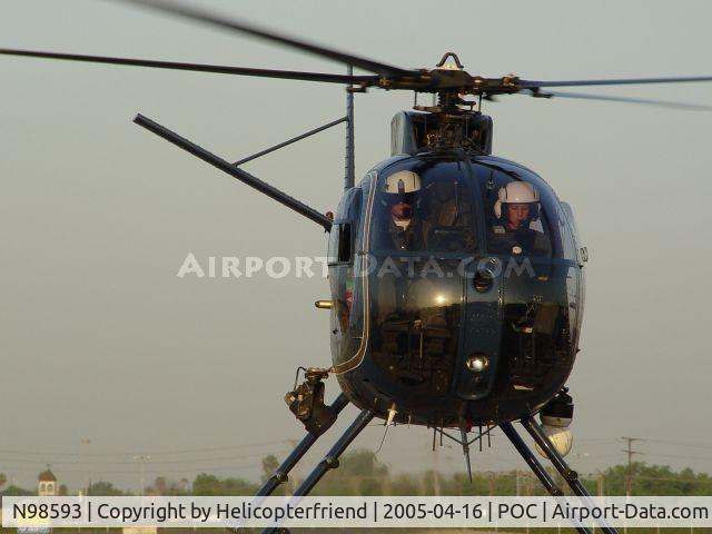 N98593, 1967 Hughes OH-6A Cayuse C/N 0978, Lifting off westbound from Brackett