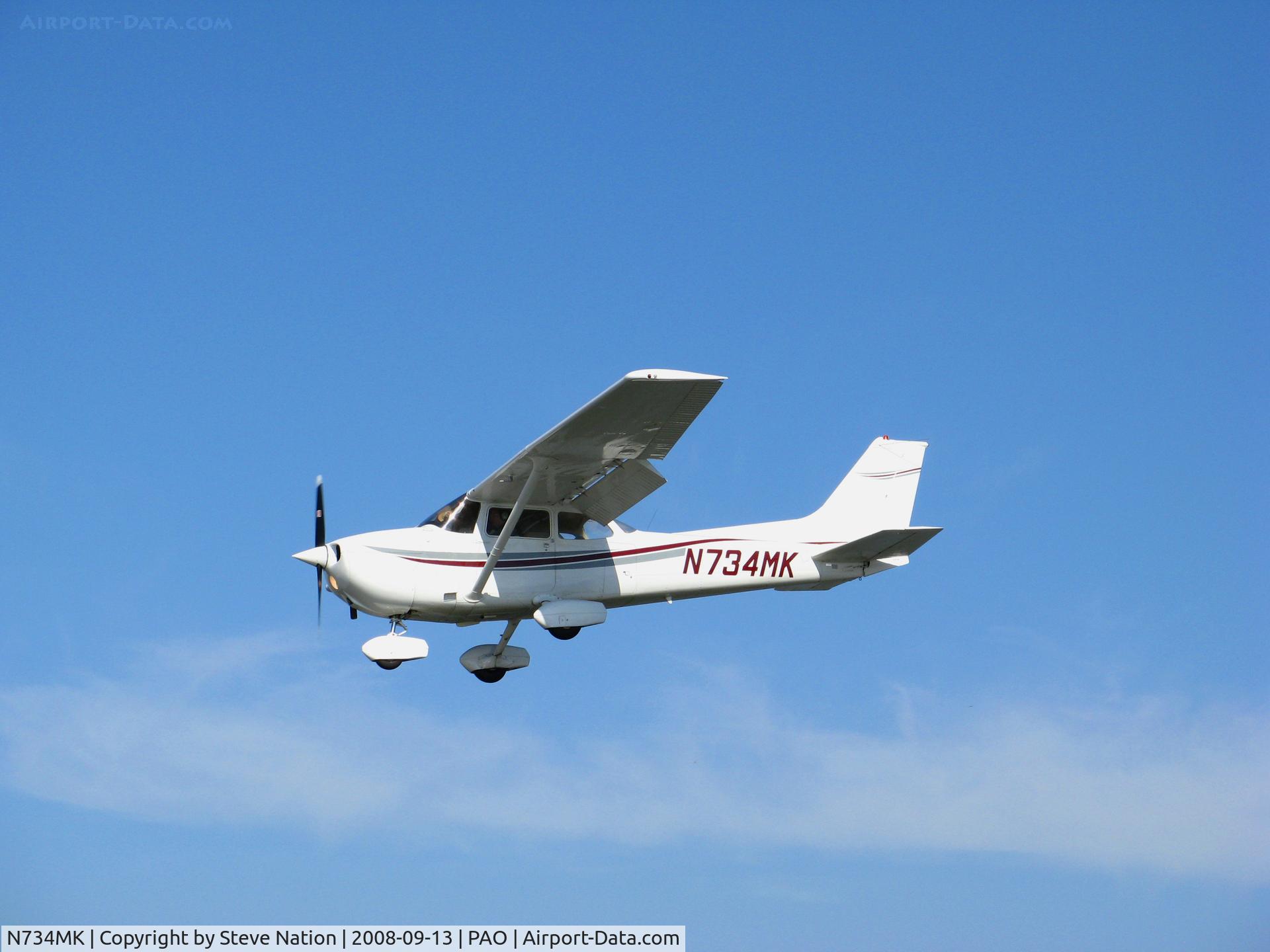 N734MK, 1977 Cessna 172N C/N 17268959, 1977 Cessna 172N landing @ Palo Alto, CA
