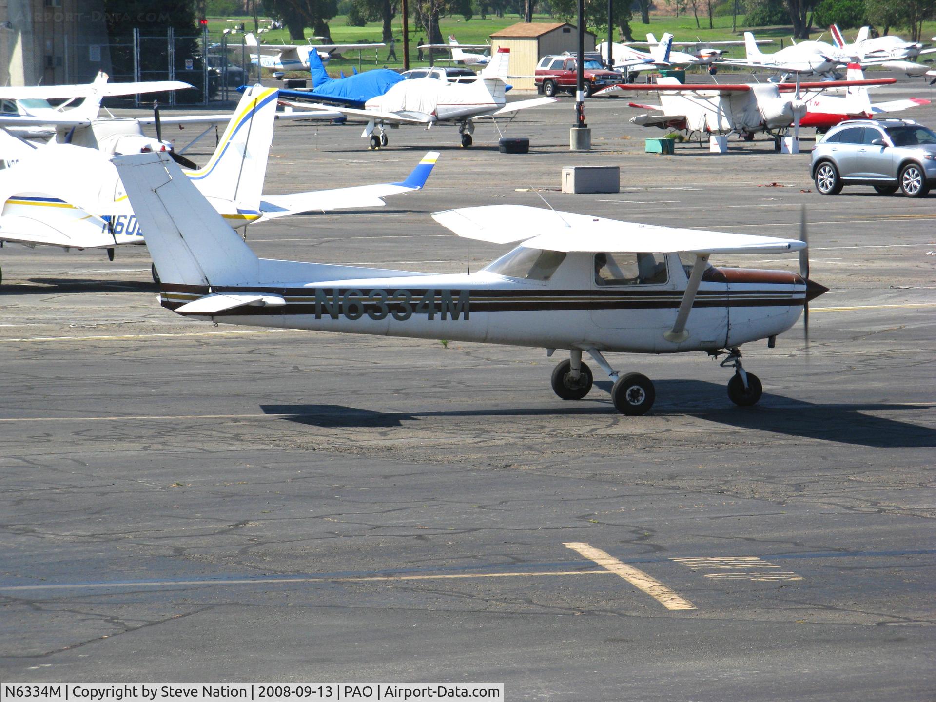 N6334M, 1980 Cessna 152 C/N 15284678, 1980 Cessna 152 holding by tower @ Palo Alto, CA