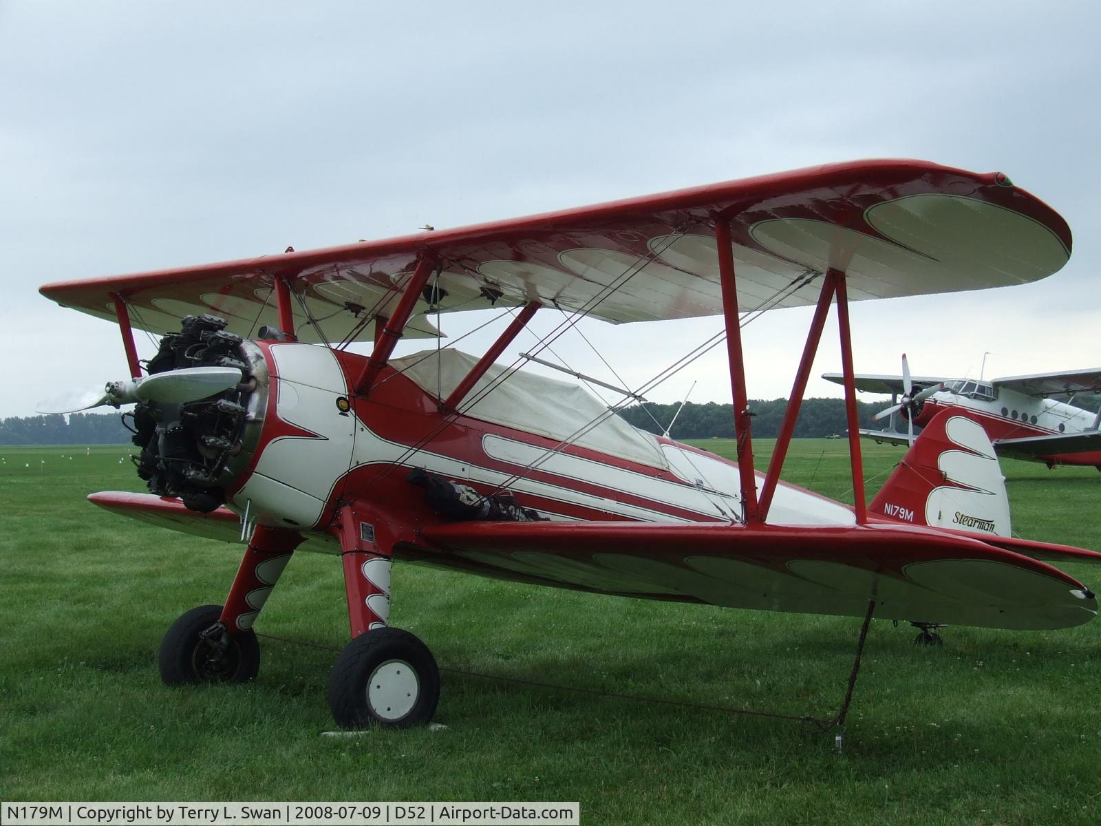 N179M, 1943 Boeing A75N1(PT17) C/N 75-4502, Parked at Geneseo 2008.