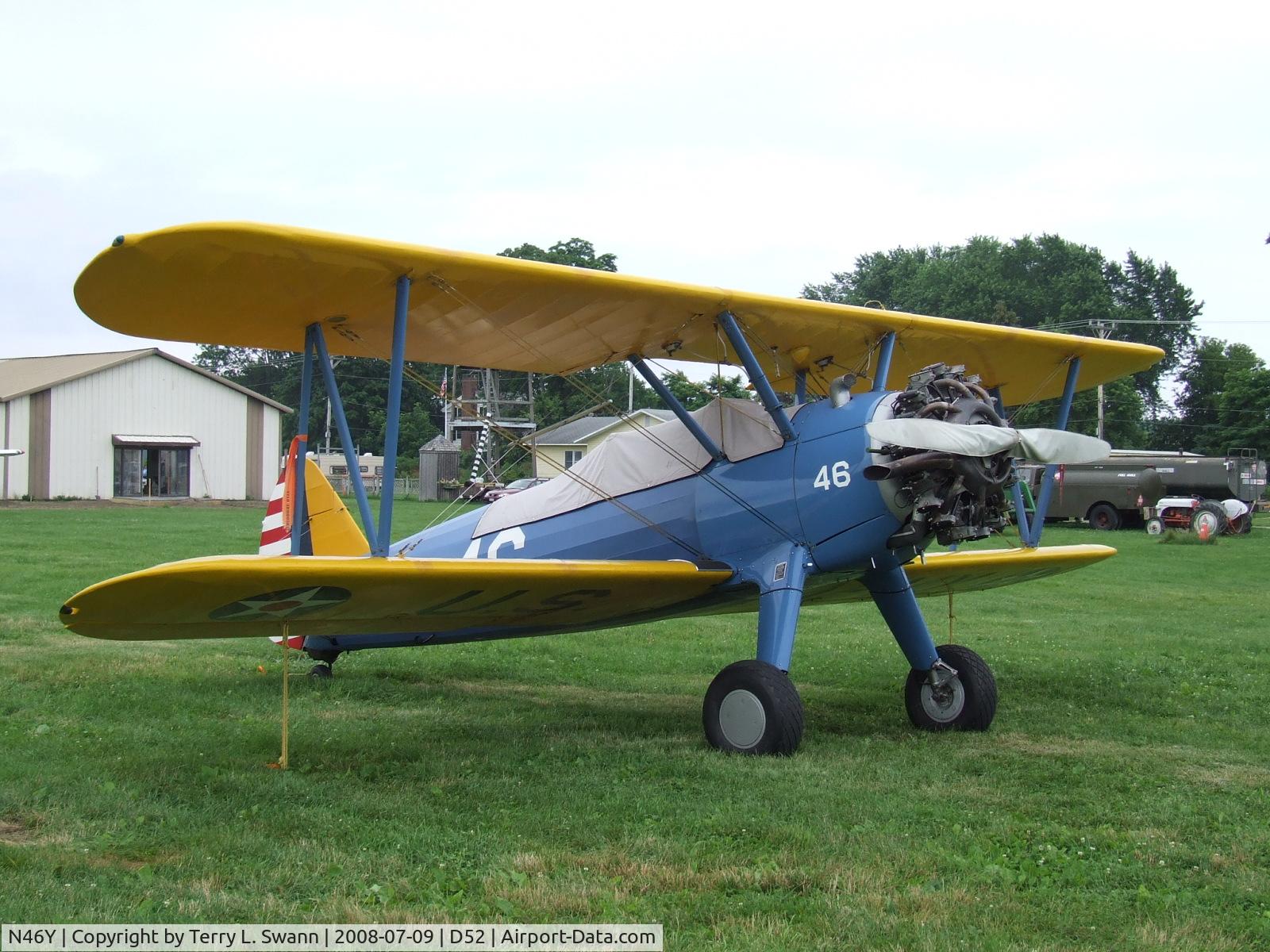 N46Y, 1941 Boeing B75 C/N 75-1377, Parked at Geneseo 2008.
