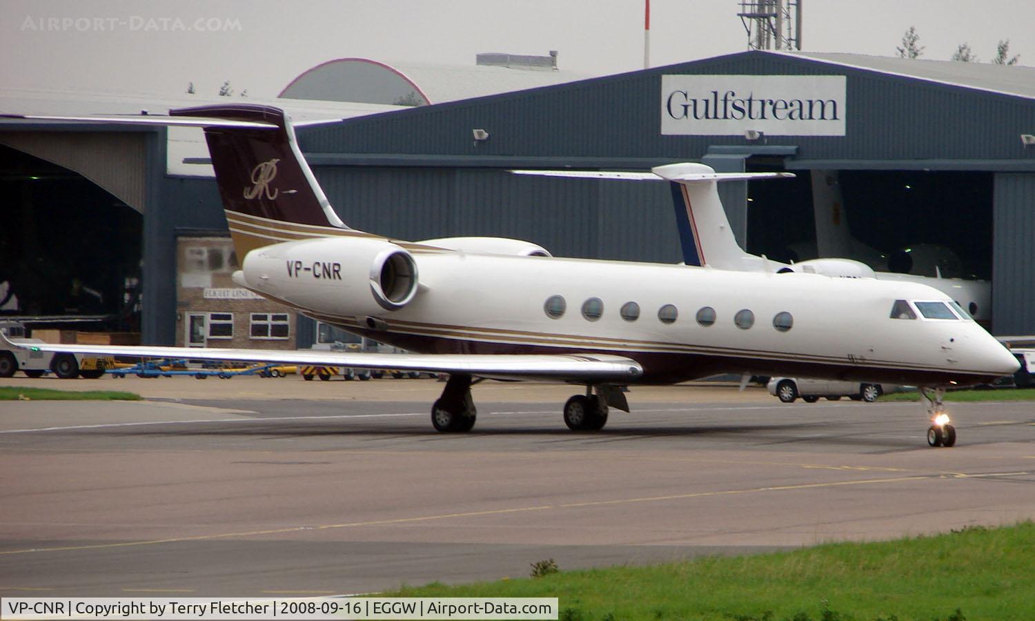VP-CNR, 2006 Gulfstream Aerospace GV-SP (G550) C/N 5113, American Gulfstream G550  - Visitor to Luton In September 2008
