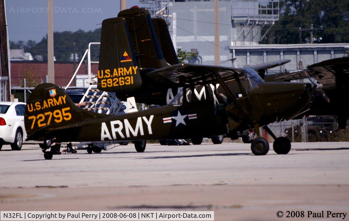 N32FL, 1957 Cessna TO-1D C/N 24020, All lined up on the demo ramp