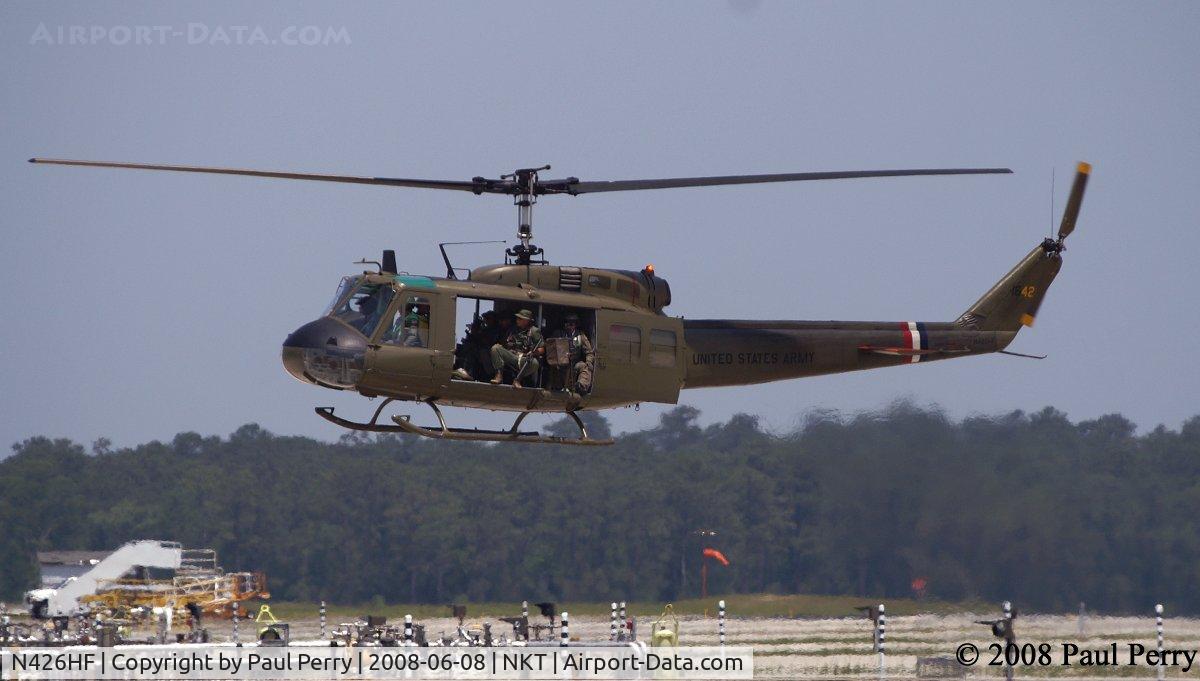 N426HF, 1970 Bell UH-1H-BF Iroquois C/N 12731, Hover-taxiing back in