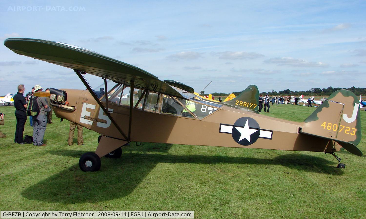 G-BFZB, 1947 Piper L-4J Grasshopper (J3C-65D) C/N 13019, 1947 Piper J3C-65 wears markings 480723  - A visitor to the 2008 Turweston Vintage and Classic Day