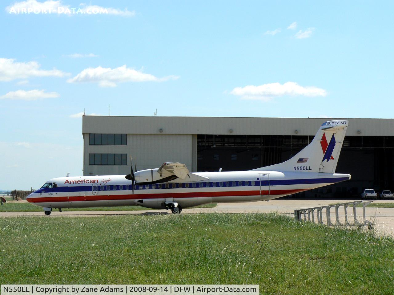 N550LL, 1998 ATR 72-212A C/N 550, American eagle leaving the maintenance area at DFW