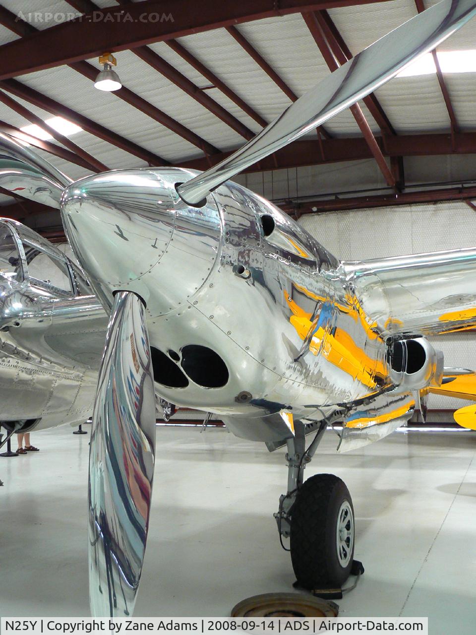N25Y, 1944 Lockheed P-38L-5LO Lightning C/N AF44-53254, The former White Lightning of Lefty Gardner now owned by Red Bull - restored by Ezell Aviation - At the Cavanaugh museum on it's way to Austria. WOW!