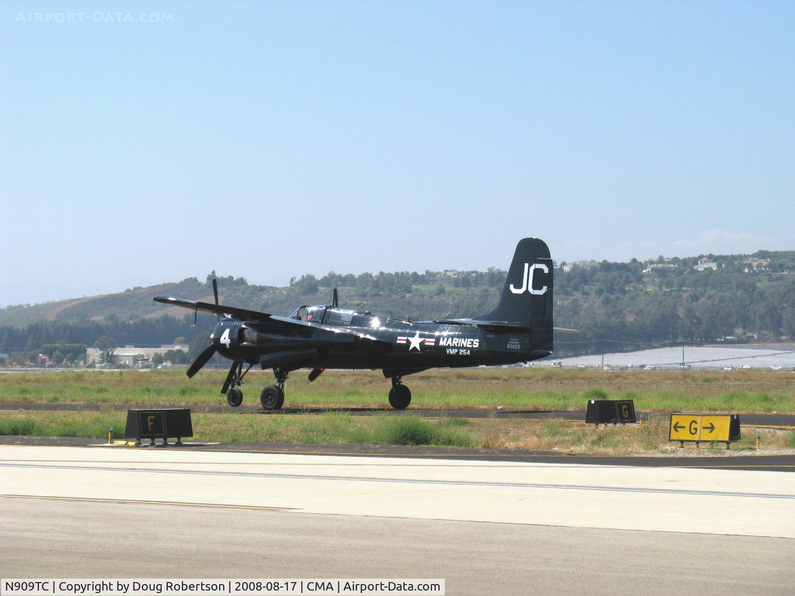 N909TC, 1945 Grumman F7F-3P Tigercat C/N 80425, 1945 Grumman F7F-3P TIGERCAT, two P&W R-2800s 2,100 Hp each, rare warbird, Semper Fi, taxi