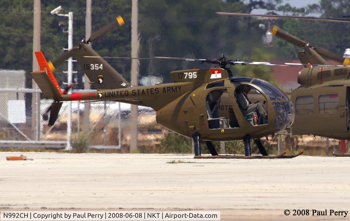 N992CH, 1967 Hughes OH-6A Cayuse C/N 380346, Idling down, after a hard demo of yankin' and bankin'