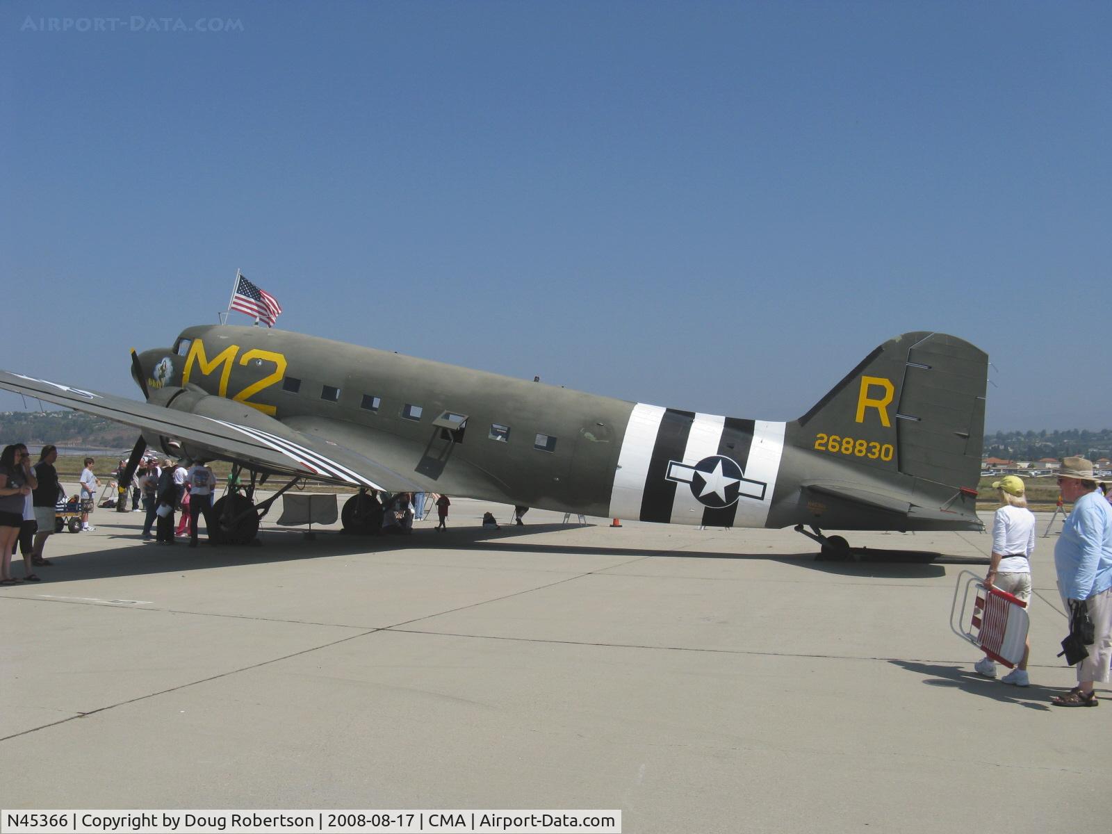 N45366, 1943 Douglas C-53D-DO Skytrooper (DC-3A) C/N 11757, 1943 Douglas DC-3 as C53D SKYTROOPER 'D-Day Doll', two Curtiss-Wright R-1820-56 1,200 Hp each, invasion stripes