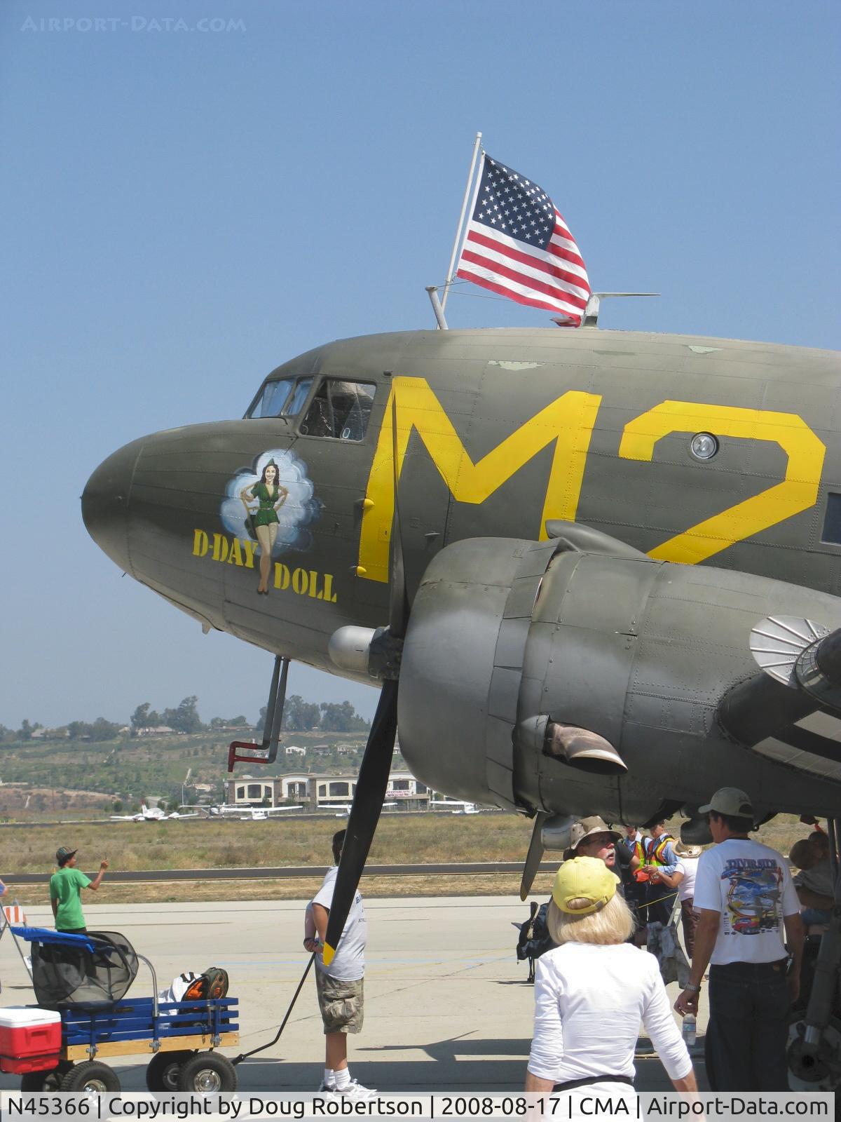 N45366, 1943 Douglas C-53D-DO Skytrooper (DC-3A) C/N 11757, 1943 Douglas DC-3 as C53D SKYTROOPER 'D-Day Doll', two Curtiss-Wright R-1820-56 1,200 Hp each, nose art