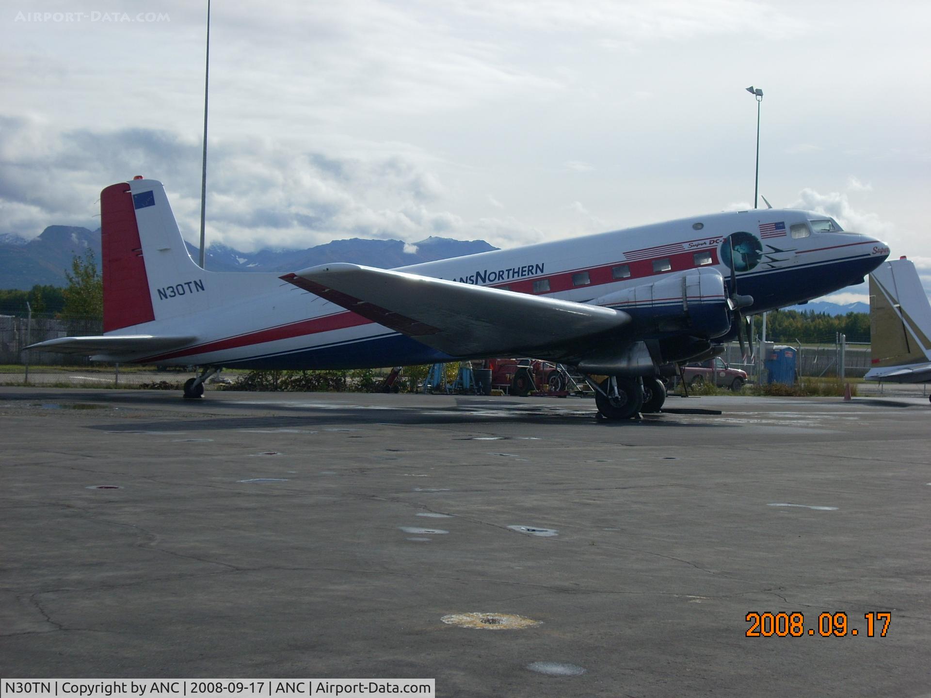 N30TN, 1940 Douglas Super DC-3S (Super DC-3) C/N 43159, transNorthern DC3 on ramp @ ANC