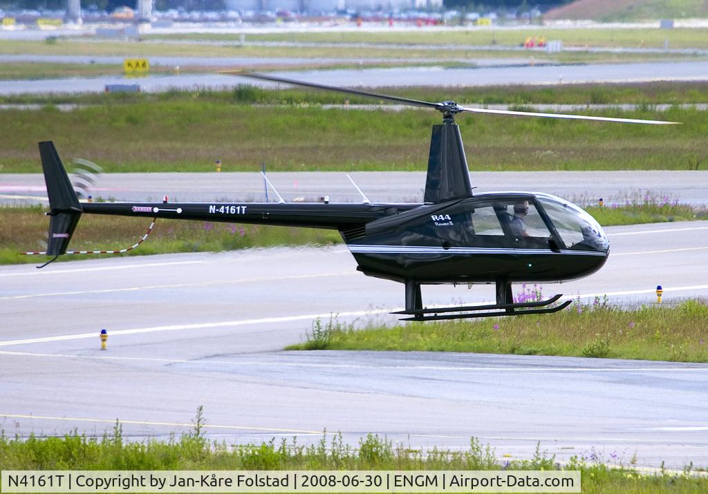 N4161T, 2008 Robinson R44 II C/N 12228, Taken at OSL Gardermoen Norway 30 Jun 2008. Will be LN-OKC.