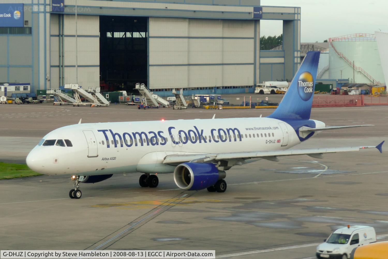 G-DHJZ, 2003 Airbus A320-214 C/N 1965, Taxiing for departure at MAN