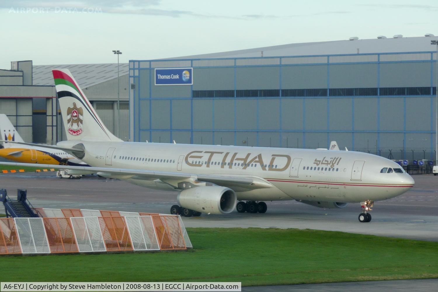 A6-EYJ, 2006 Airbus A330-243 C/N 737, Early morning arrival at MAN