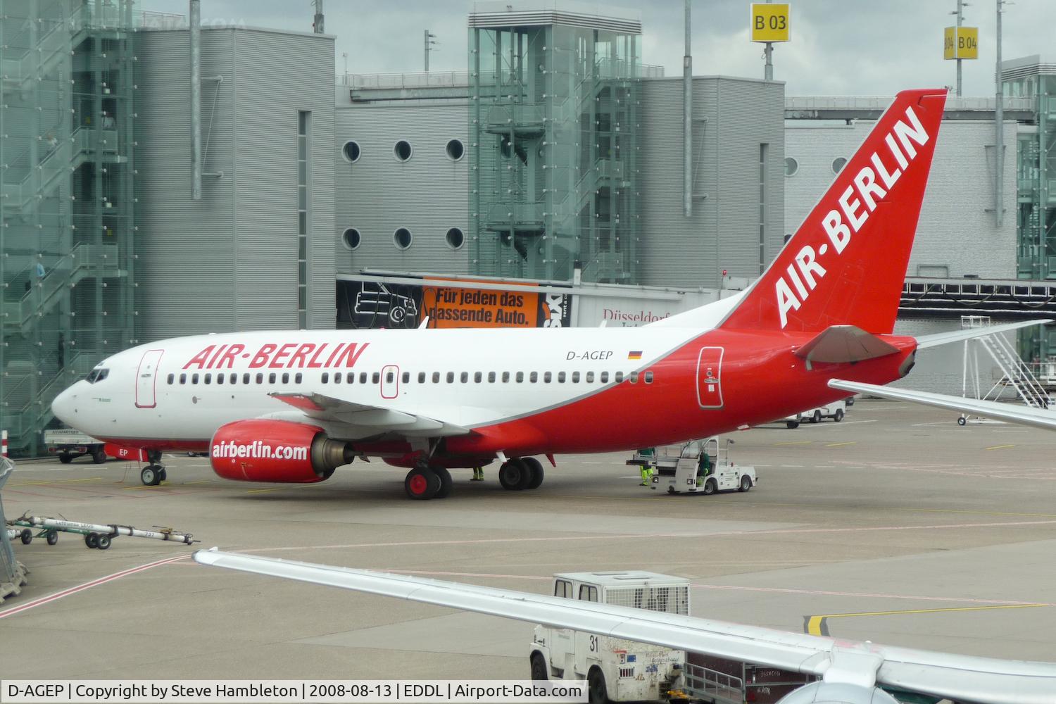 D-AGEP, 1998 Boeing 737-75B C/N 28102, Air Berlin 737 at Dusseldorf