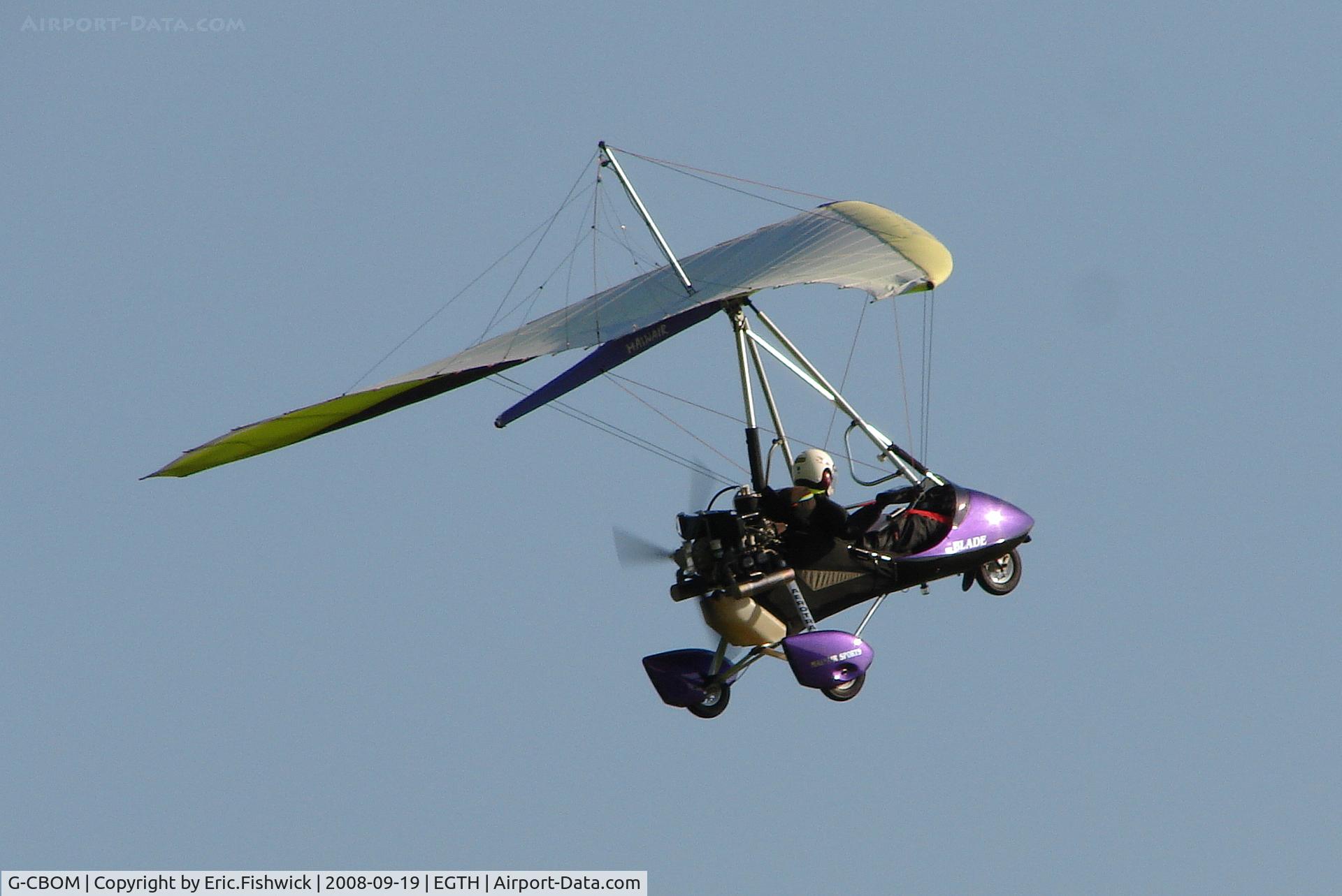 G-CBOM, 2002 Mainair Blade 912 C/N 1314-0202-7-W1109, 4. G-CBOM leaving Shuttleworth (Old Warden) Aerodrome.