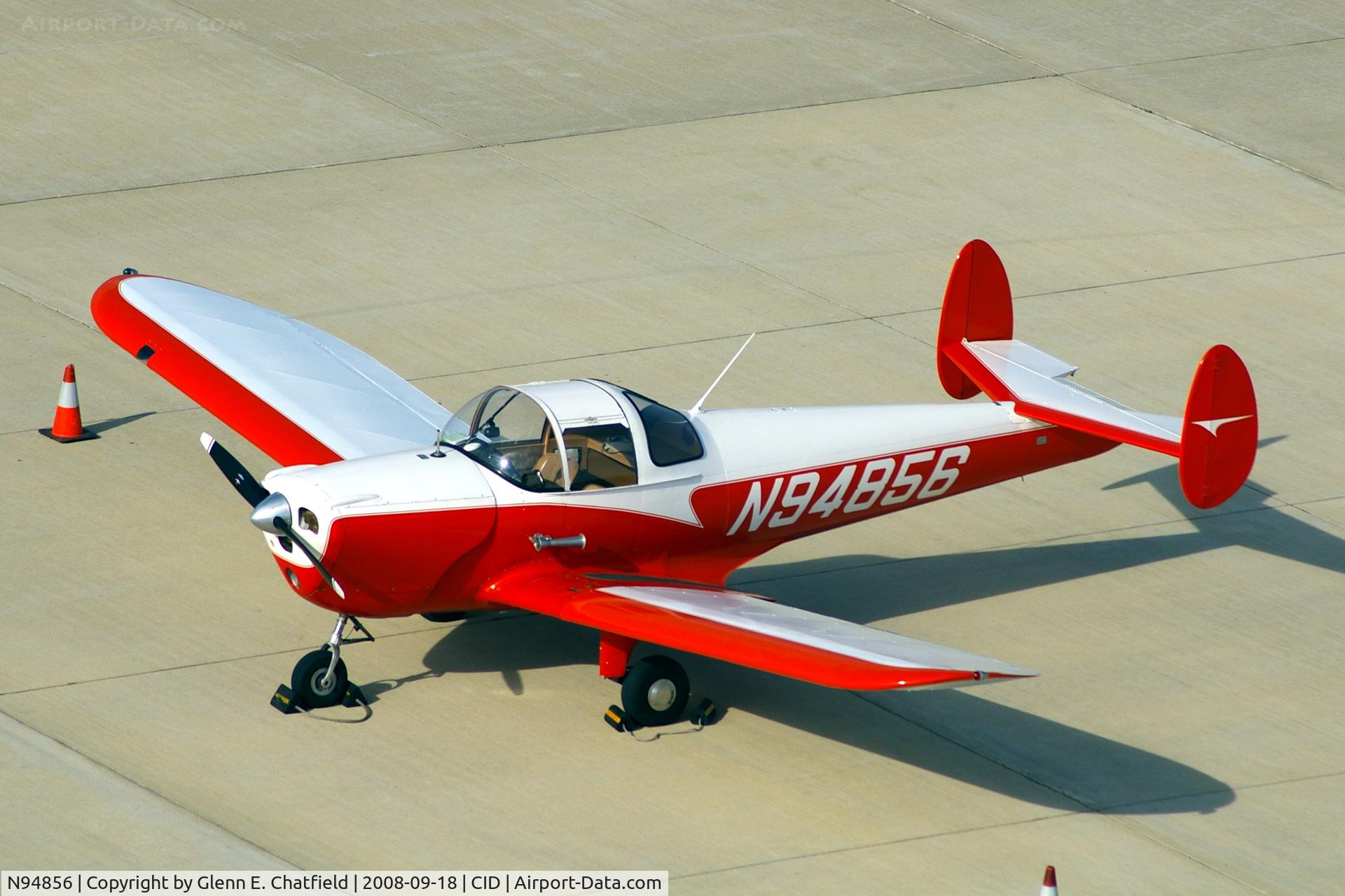 N94856, 1948 Erco 415E Ercoupe C/N 4980, Sitting on the Landmark ramp, seen from the tower