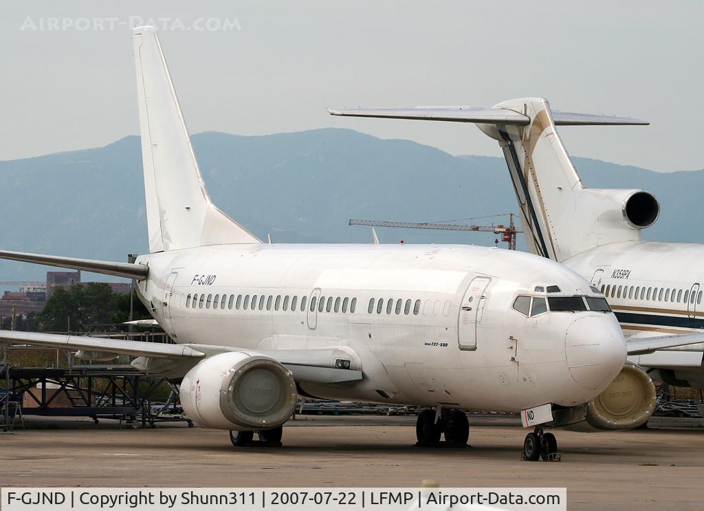 F-GJND, 1991 Boeing 737-528 C/N 25229, Returned to lessor and stored in all white c/s at PGF for a new owner...