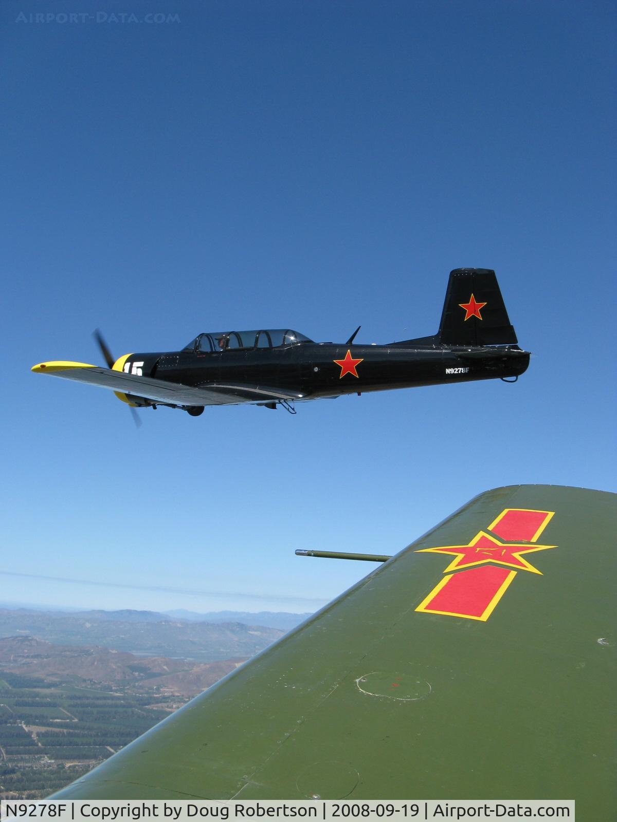 N9278F, 1964 Nanchang CJ-6A C/N 1032018, Formation flight. The CJ-6A guys were the Formation Flight School winners at PTV in 2008. R I P, ERNIE.