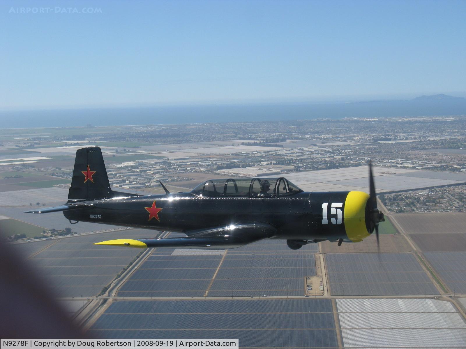 N9278F, 1964 Nanchang CJ-6A C/N 1032018, Formation flight, Pacific Ocean shoreline in background