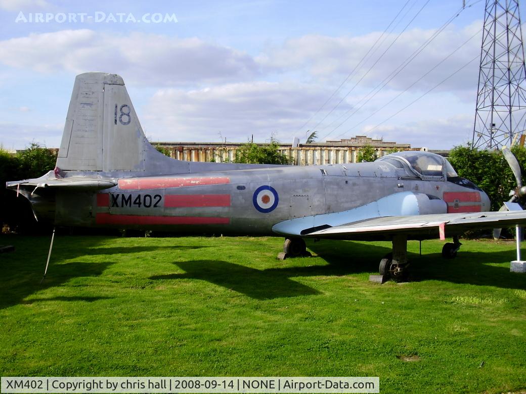 XM402, 1959 Hunting P-84 Jet Provost T.3 C/N PAC/W/7476, preserved at the Fenland & West Norfolk Aviation Museum