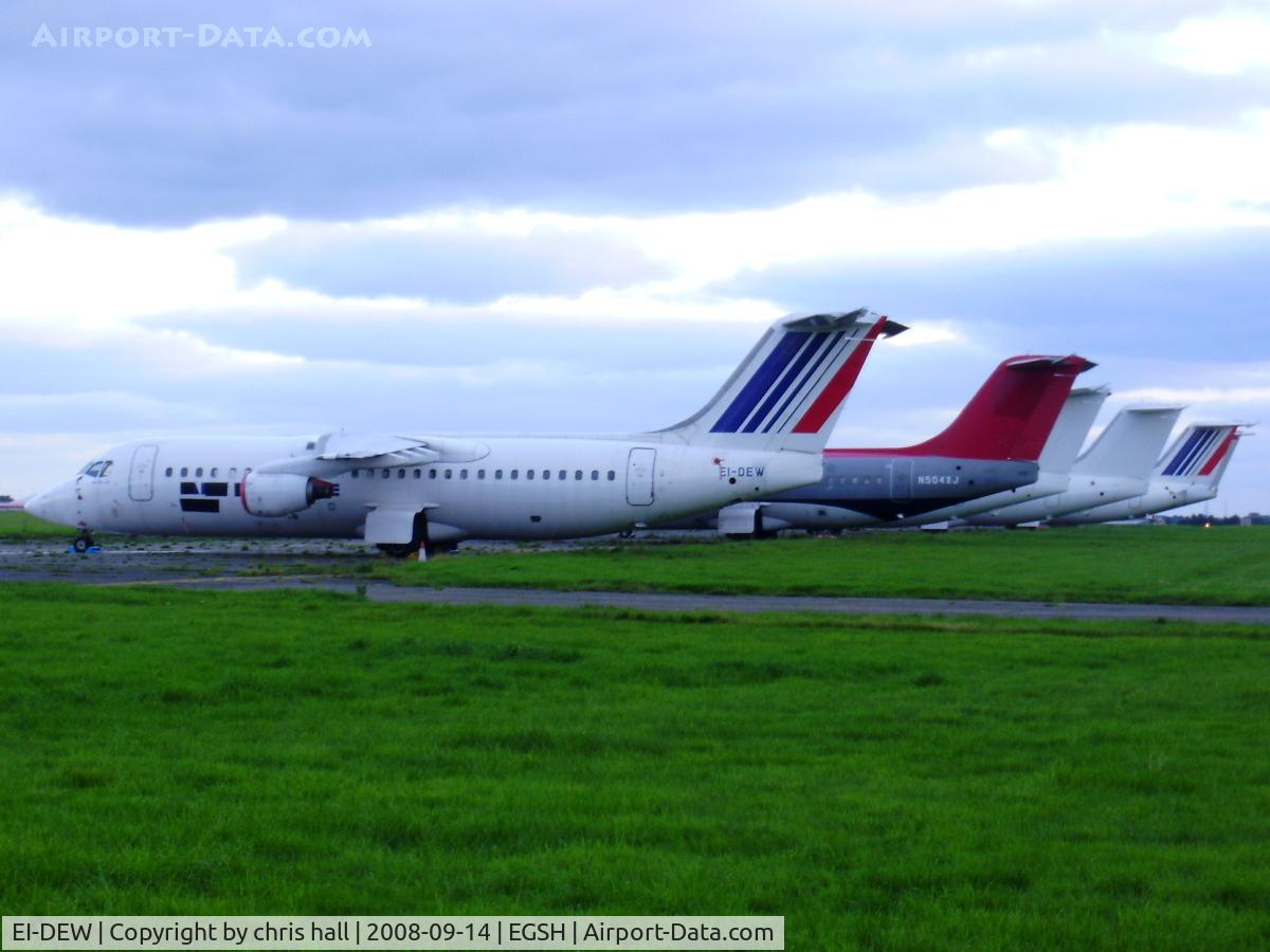 EI-DEW, 1989 British Aerospace BAe.146-300 C/N E3142, Stored at Norwich Airport