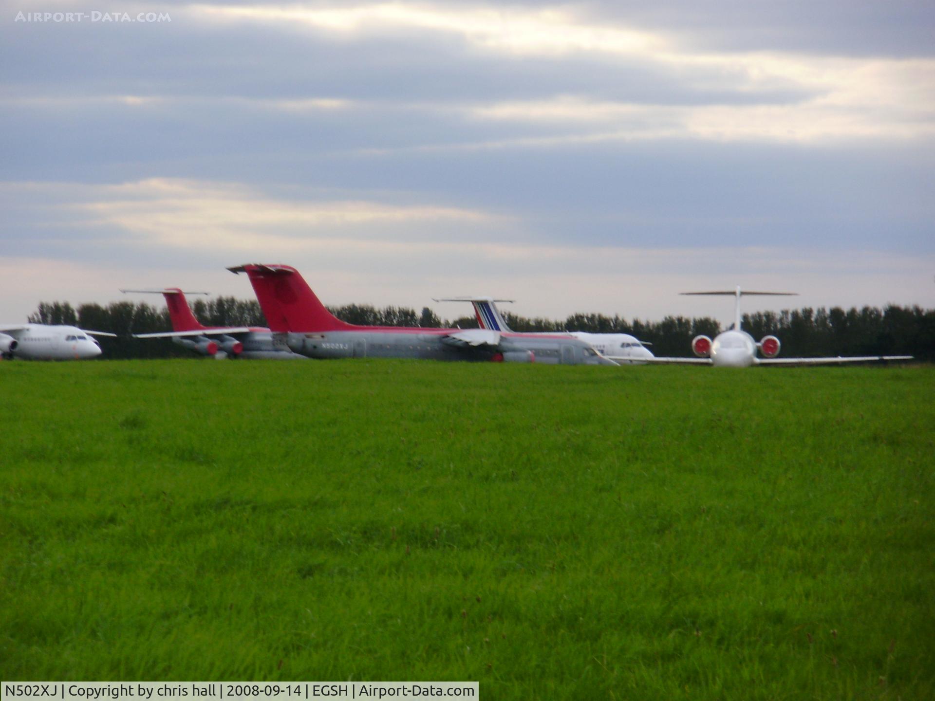 N502XJ, 1997 British Aerospace Avro 146-RJ85 C/N E.2307, Stored at Norwich Airport