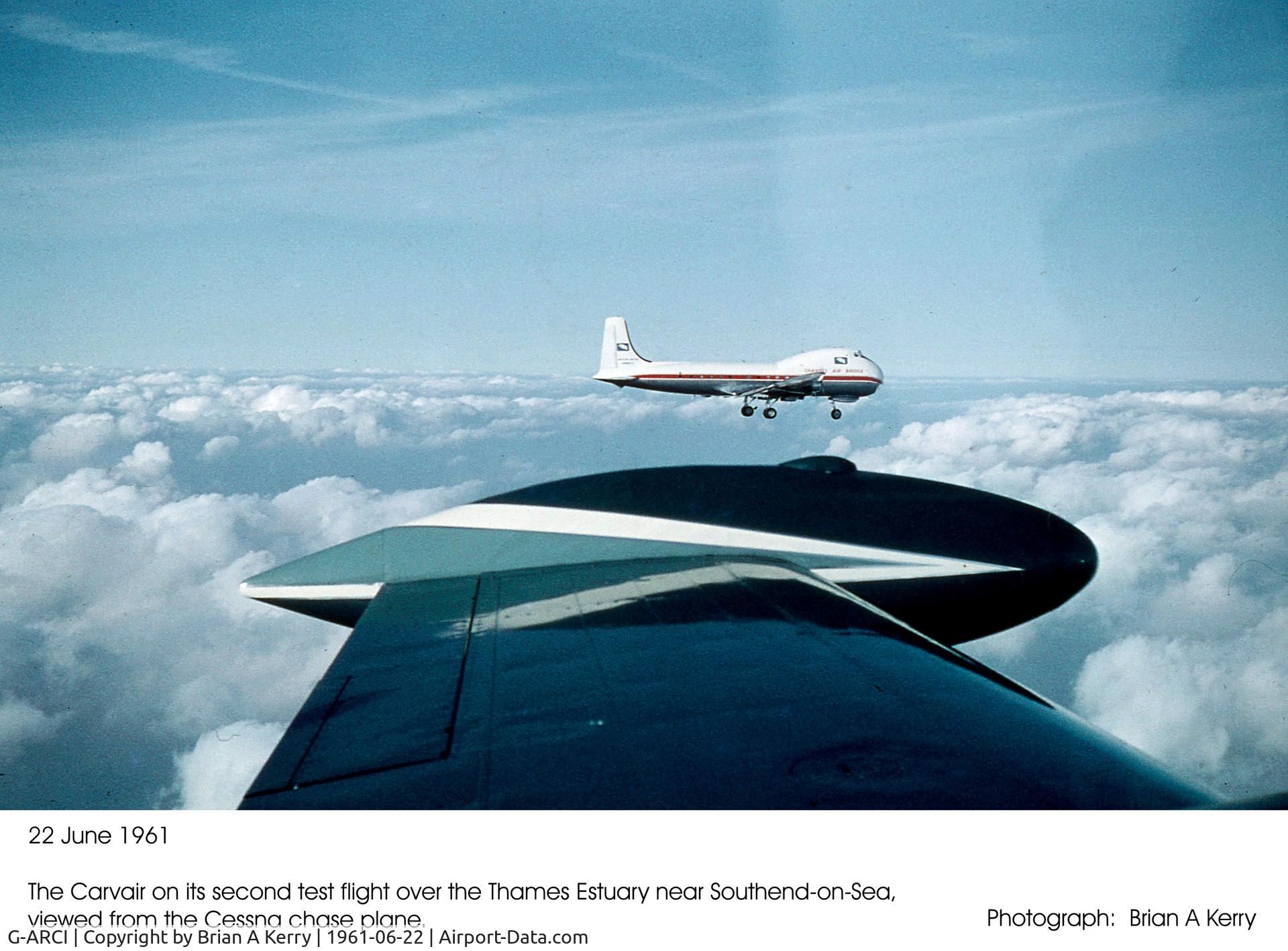 G-ARCI, 1960 Cessna 310D C/N 39266, The prototype Carvair photographed from Cessna chase plane, G-ARCI