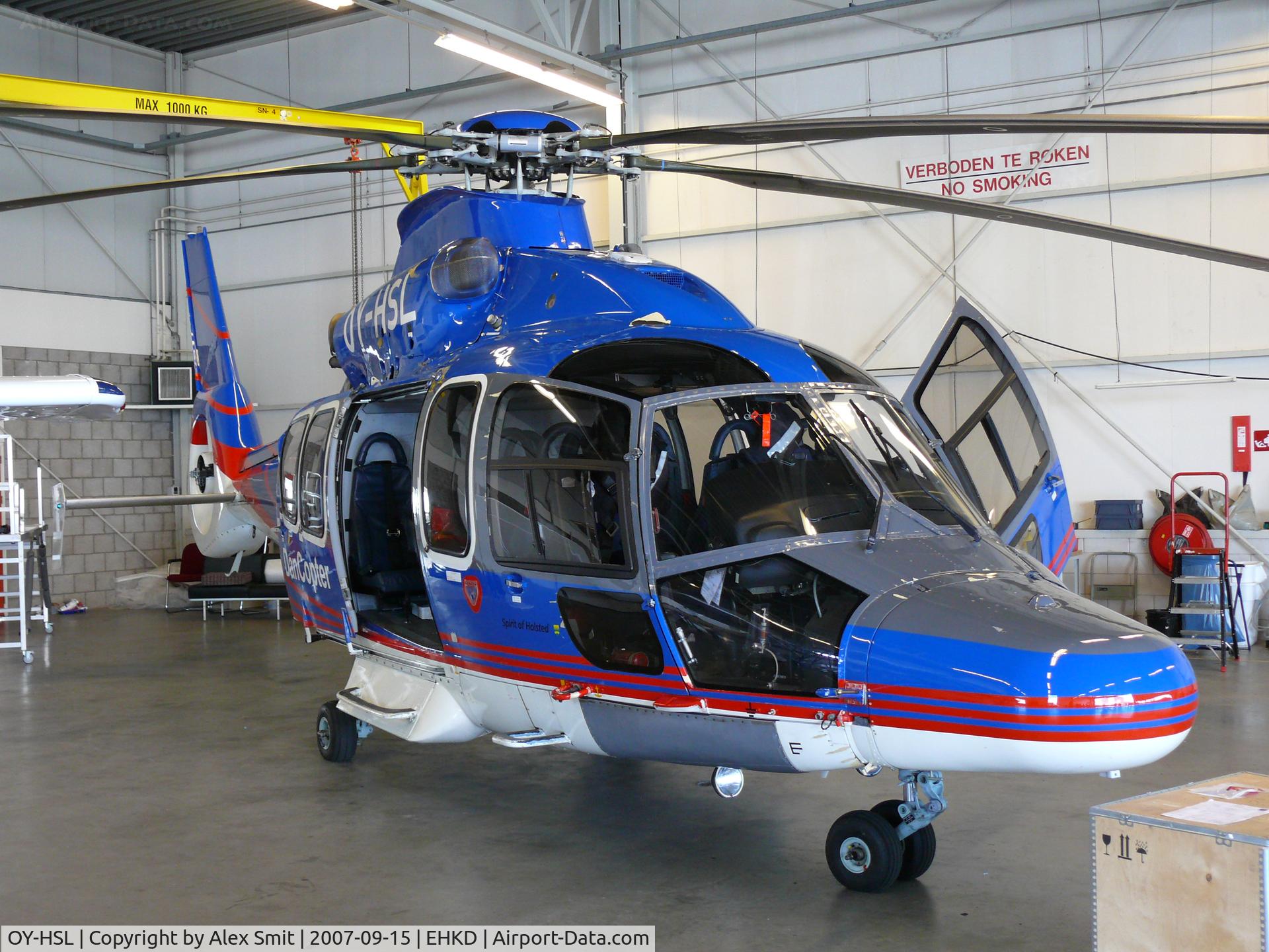 OY-HSL, 2003 Eurocopter EC-155B-1 C/N 6658, Parked inside a hangar