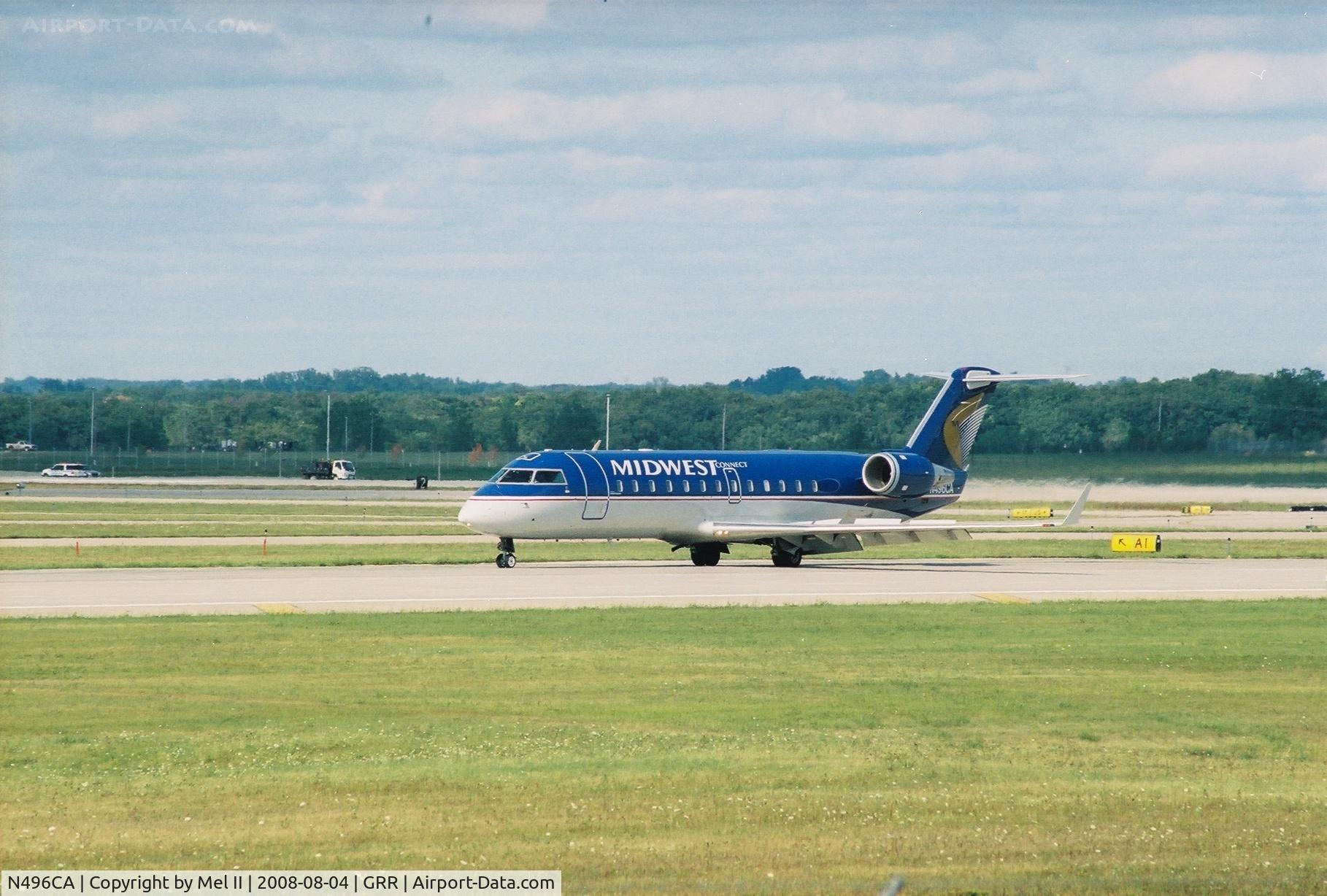 N496CA, 2003 Bombardier CRJ-200ER (CL-600-2B19) C/N 7791, SKW2640 - MKE-GRR - Landing RWY 26L