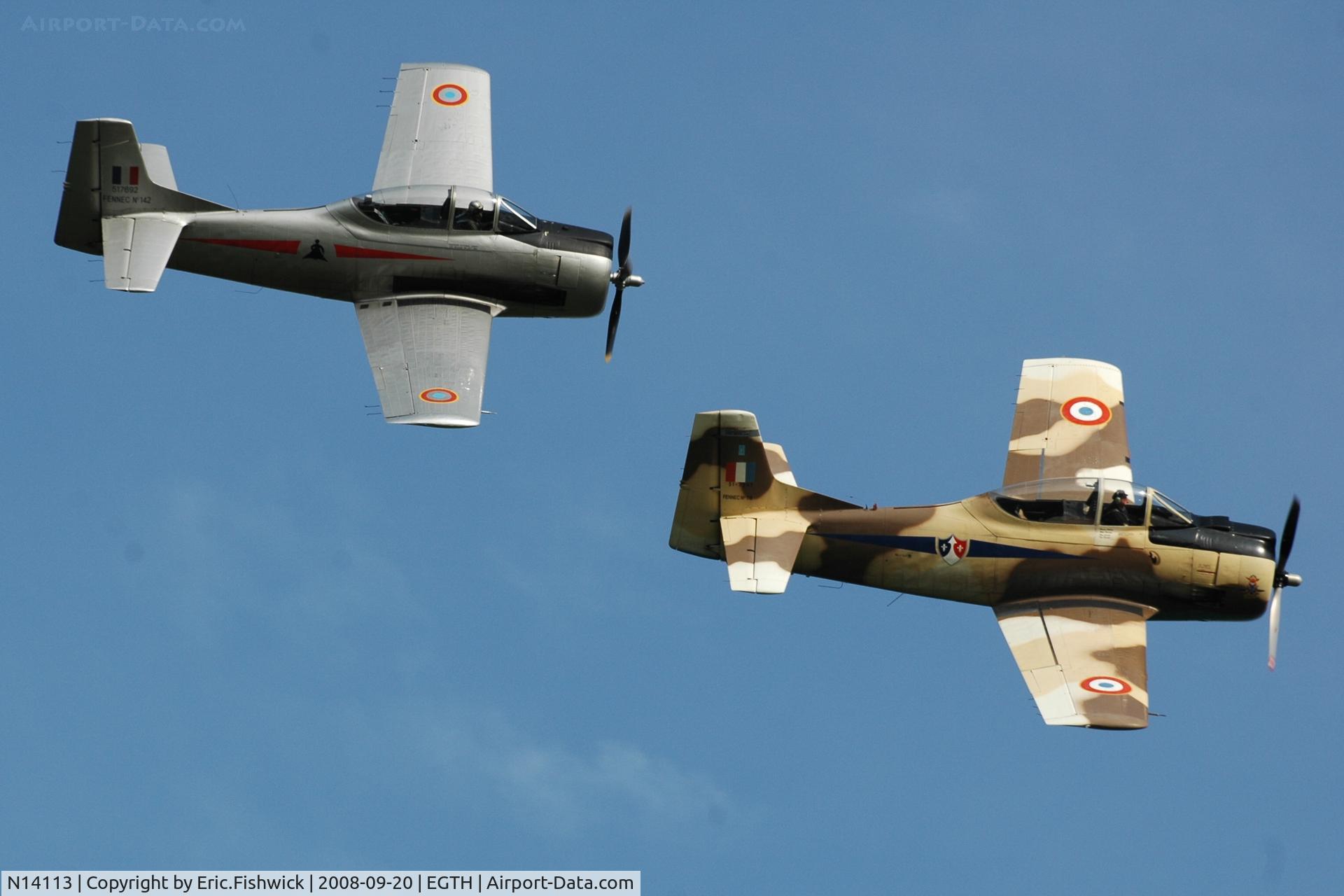 N14113, 1951 North American T-28A Fennec C/N 81-1, 45. N14113 with G-TROY at Shuttleworth Evening Air Display