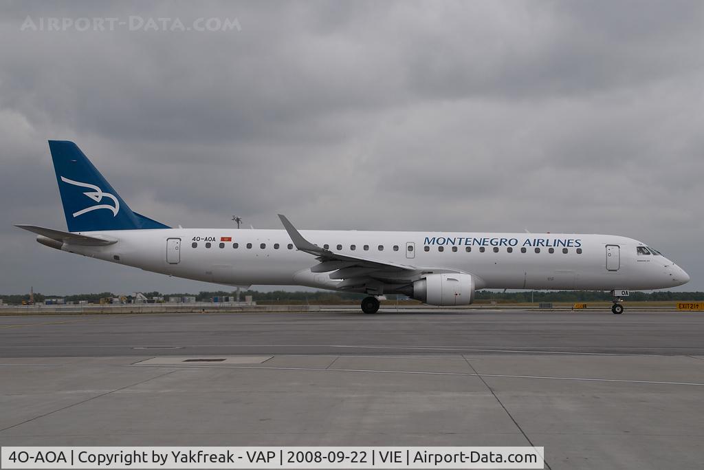 4O-AOA, 2008 Embraer 195LR (ERJ-190-200LR) C/N 19000180, Montenegro Airlines Embraer 190