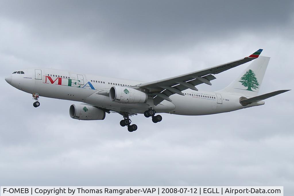 F-OMEB, 2003 Airbus A330-243 C/N 529, MEA - Middle East Airlines Airbus A330-200